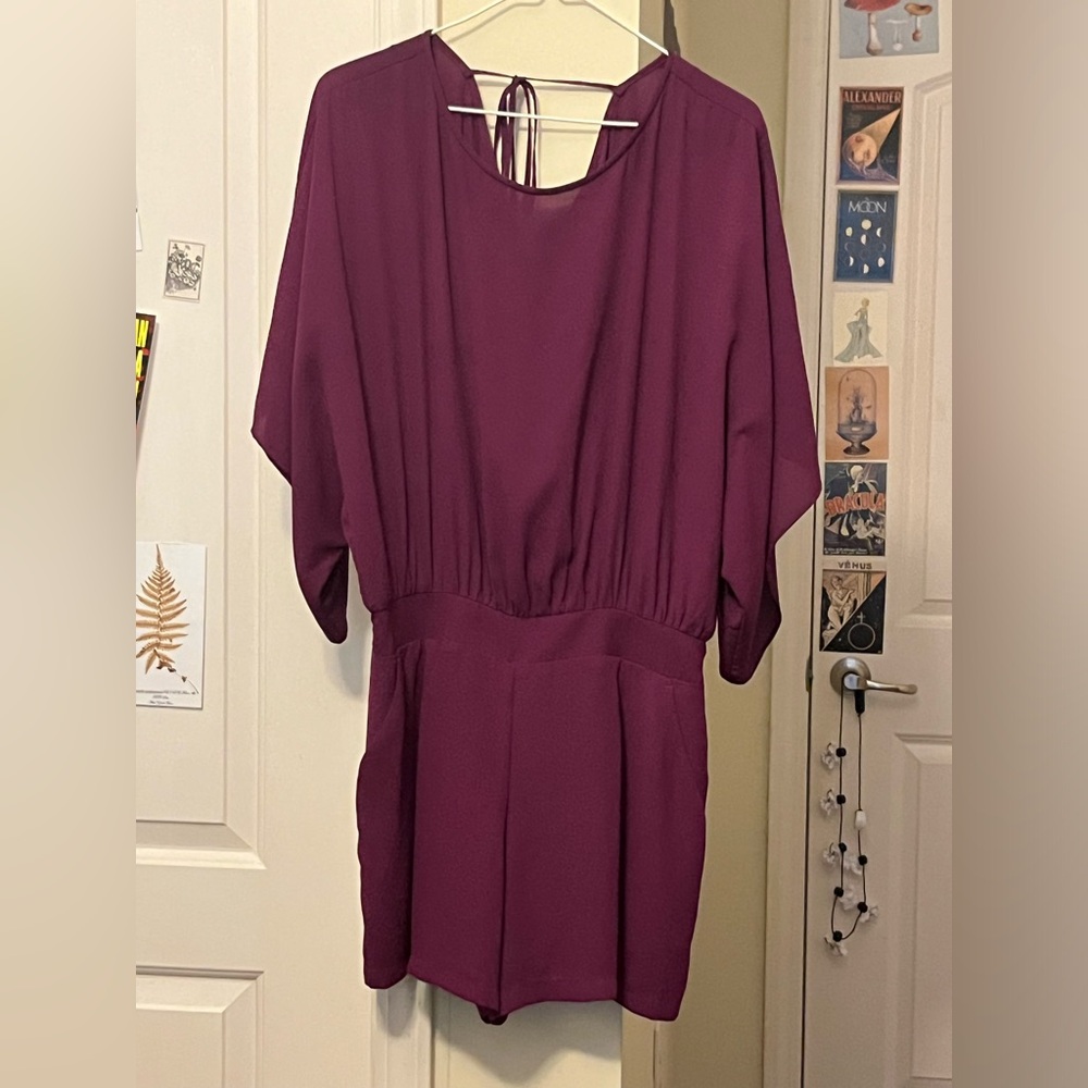 White House Black Market Purple Short Romper